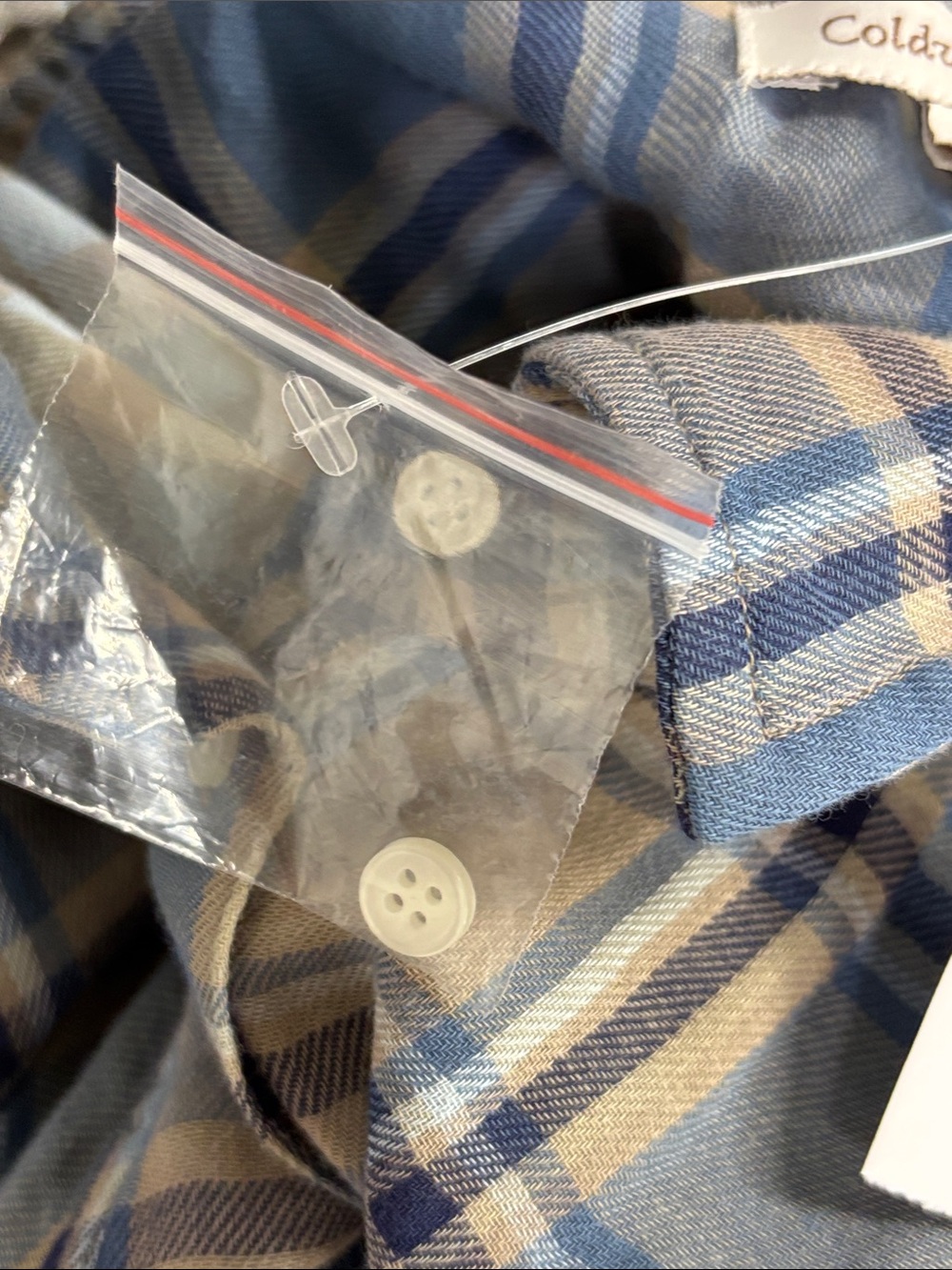 Coldwater Creek Blue and Tan Plaid Long-Sleeve Shirt Dress with Belt - Picture 7 of 9